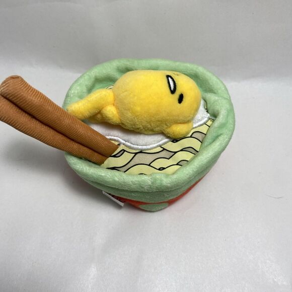 Gund Sanrio Gudetama the Lazy Egg Noodle Bowl Ramen with Chopsticks Plush 5” - Picture 3 of 9